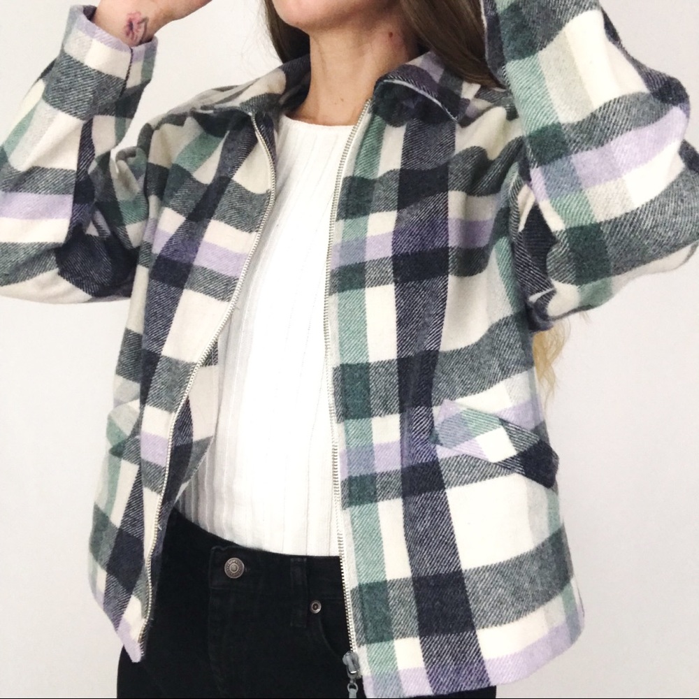 Vintage Wool-Blend Plaid Jacket | Size S